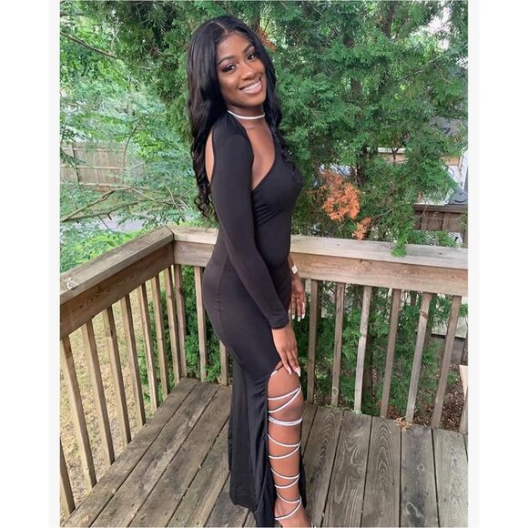 NEW Black Elegant Formal One Shoulder Evening Maxi Dress XL - Picture 2 of 5